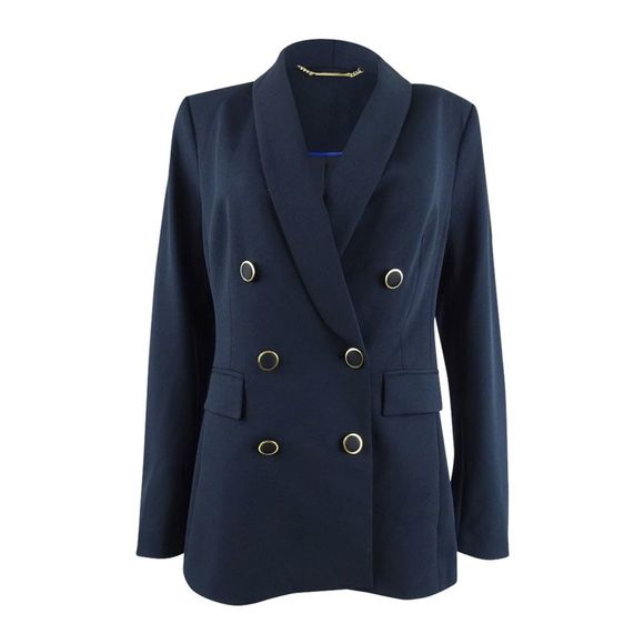 Calvin Klein Women's Scuba Double-Breasted Jacket Black Size 6